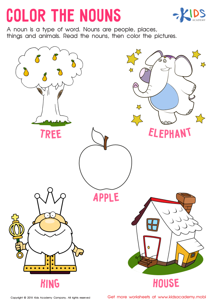 Color the Nouns Worksheet: Free Coloring Page for Children