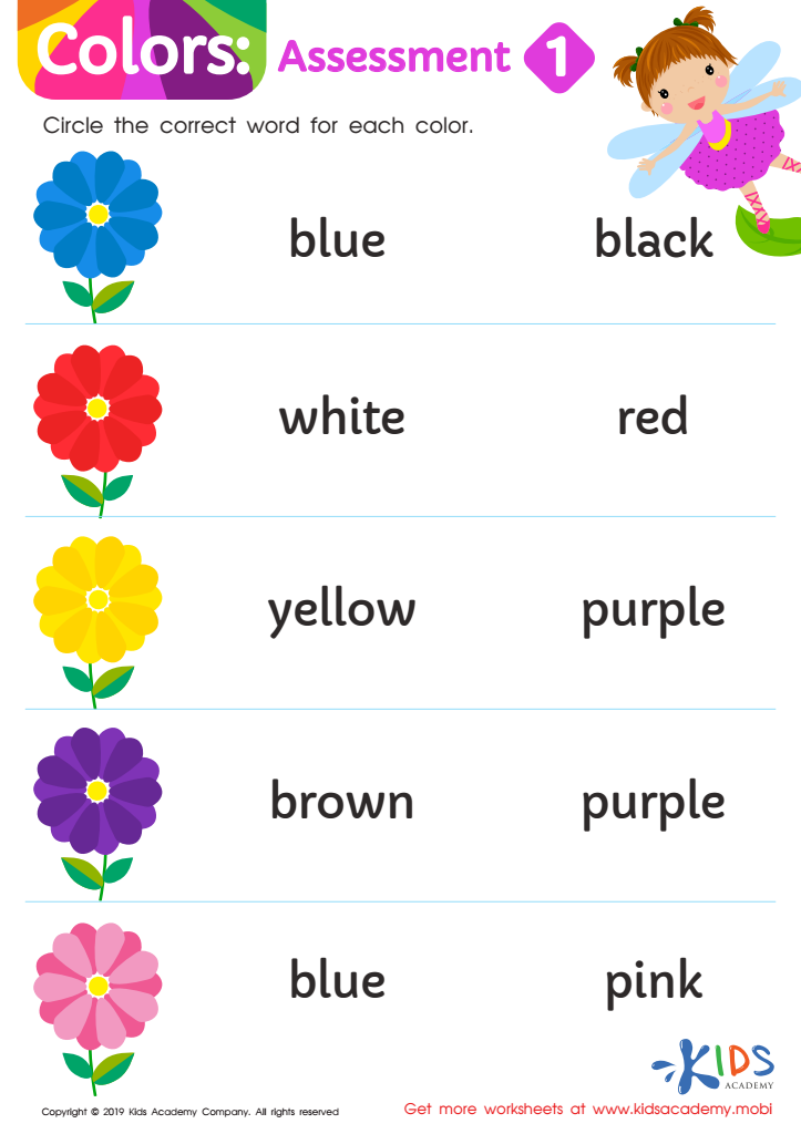 Colors Assessment 1 Worksheet Assessment 1 Free Printable PDF For 
