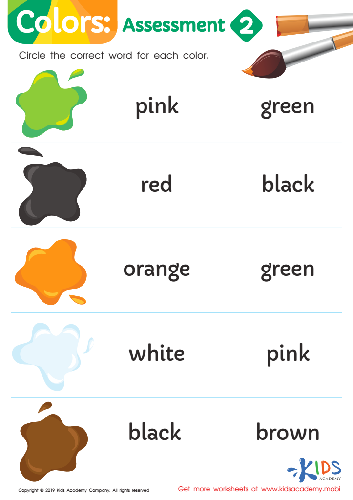Colors: Assessment 2 Worksheet