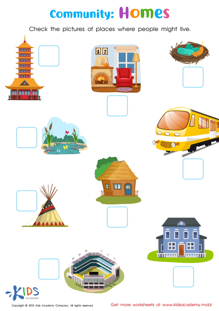 Homes Community Worksheet, Free Printable PDF