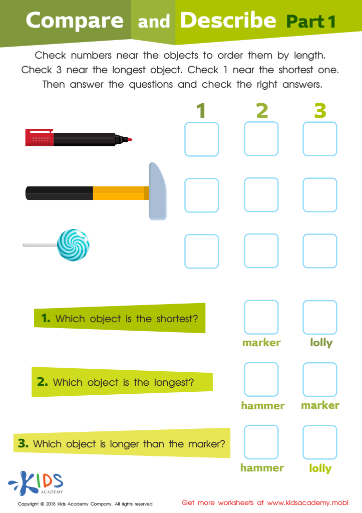Compare and Describe: Part 1 Worksheet