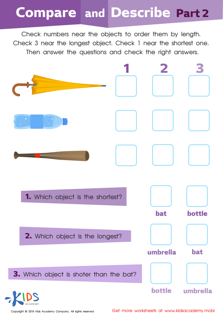 Compare and Describe: Part 2 Worksheet