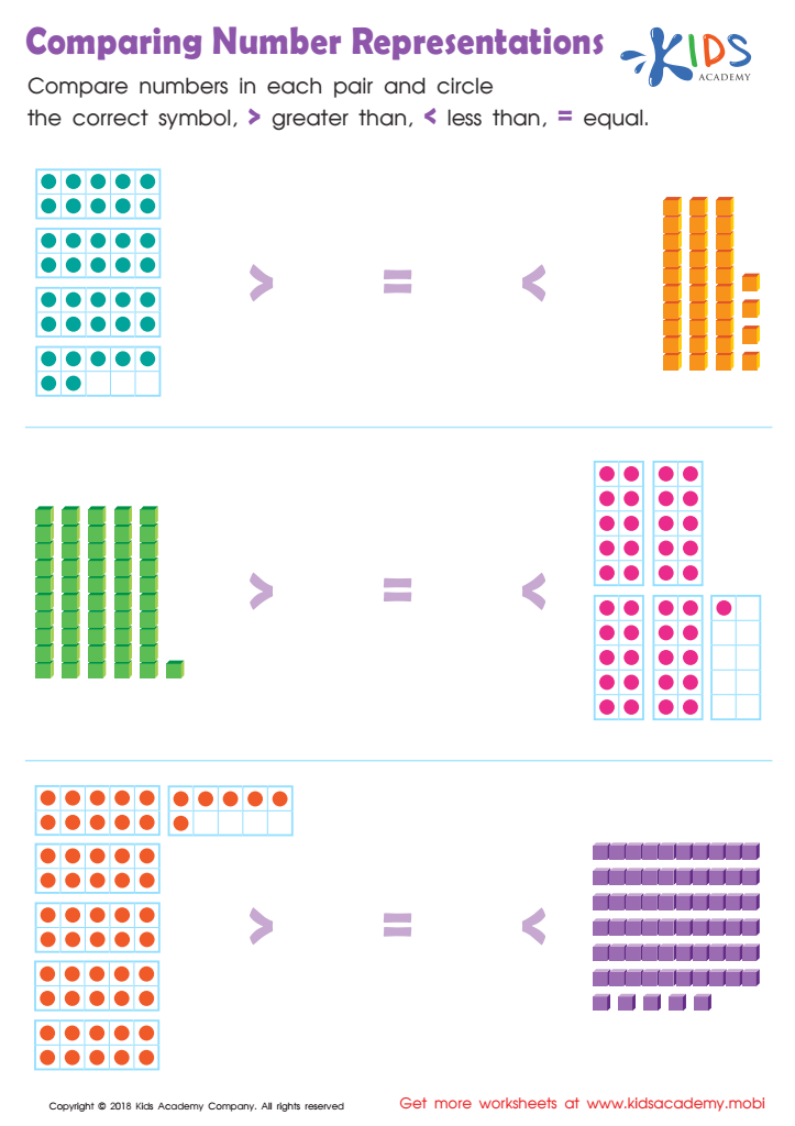 Comparing Number Representations Worksheet Free Printable PDF For Kids