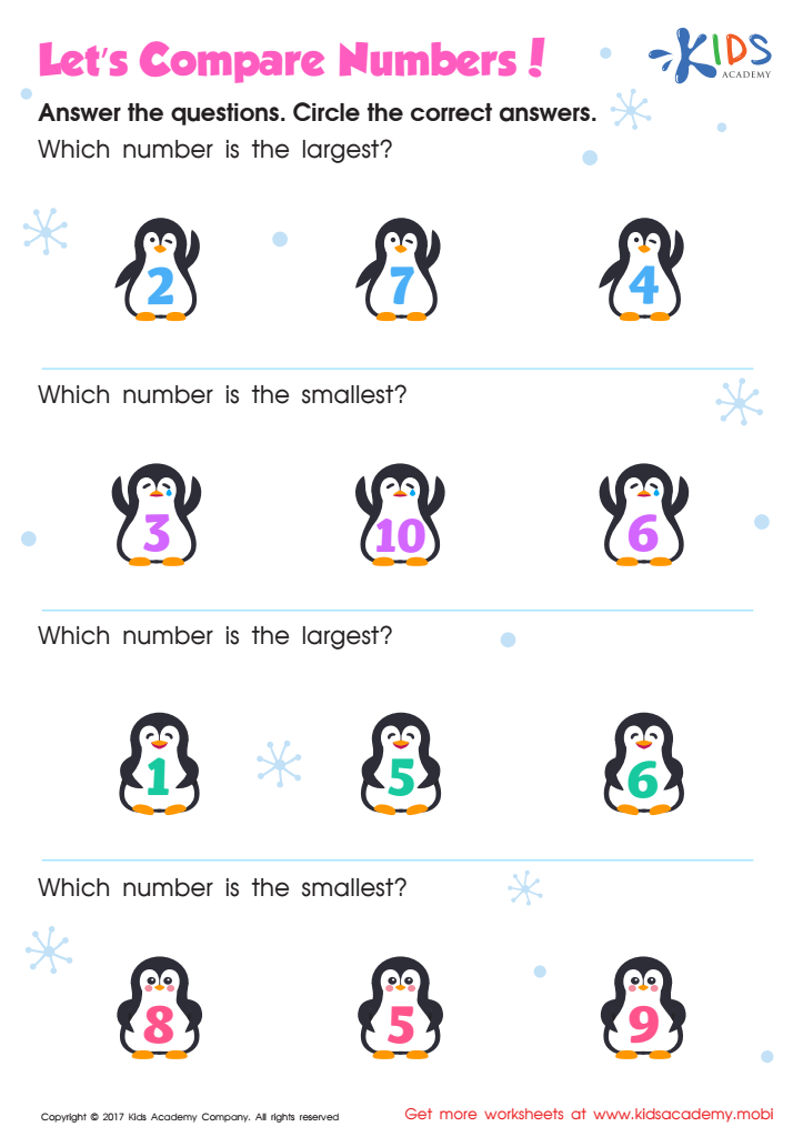 Comparing Numbers 1 10 Worksheets