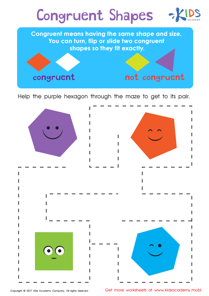 Congruent Shapes Worksheet Free Printable PDF For Kids Answers And 