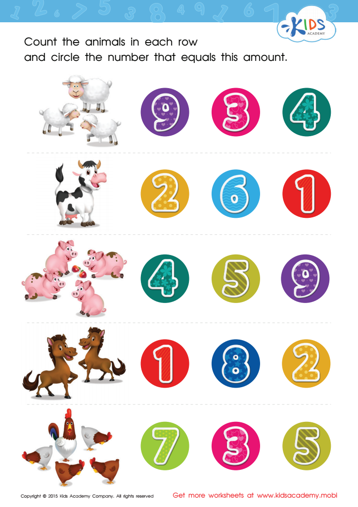 Count and Match 1 5 Math Worksheet Free Math Printable PDF for Kids