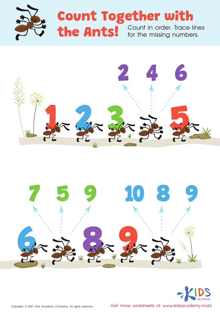 Count Together with the Ants Worksheet