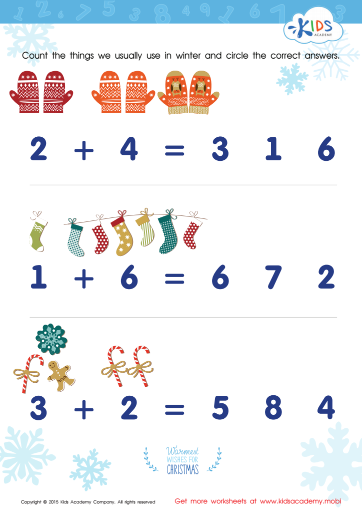 Math PDF Worksheet: Count Winter Things