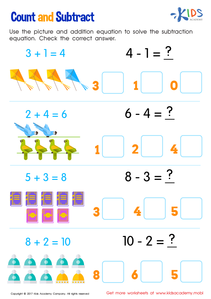 Count and Subtract Worksheet