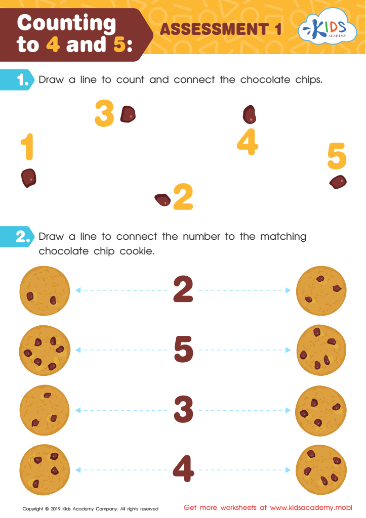 Counting to 4 and 5: Assessment 1 Worksheet