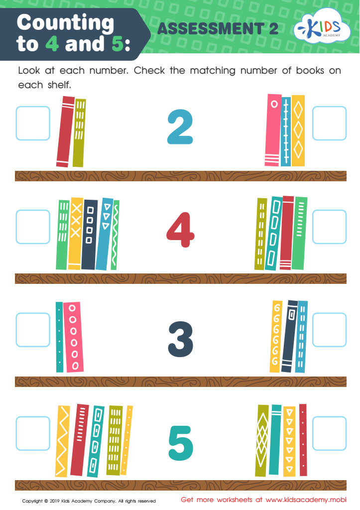 Counting to 4 and 5: Assessment 2 Worksheet