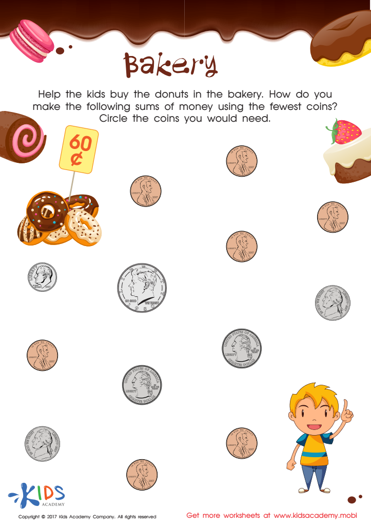 Counting coins worksheet for 2nd grade.