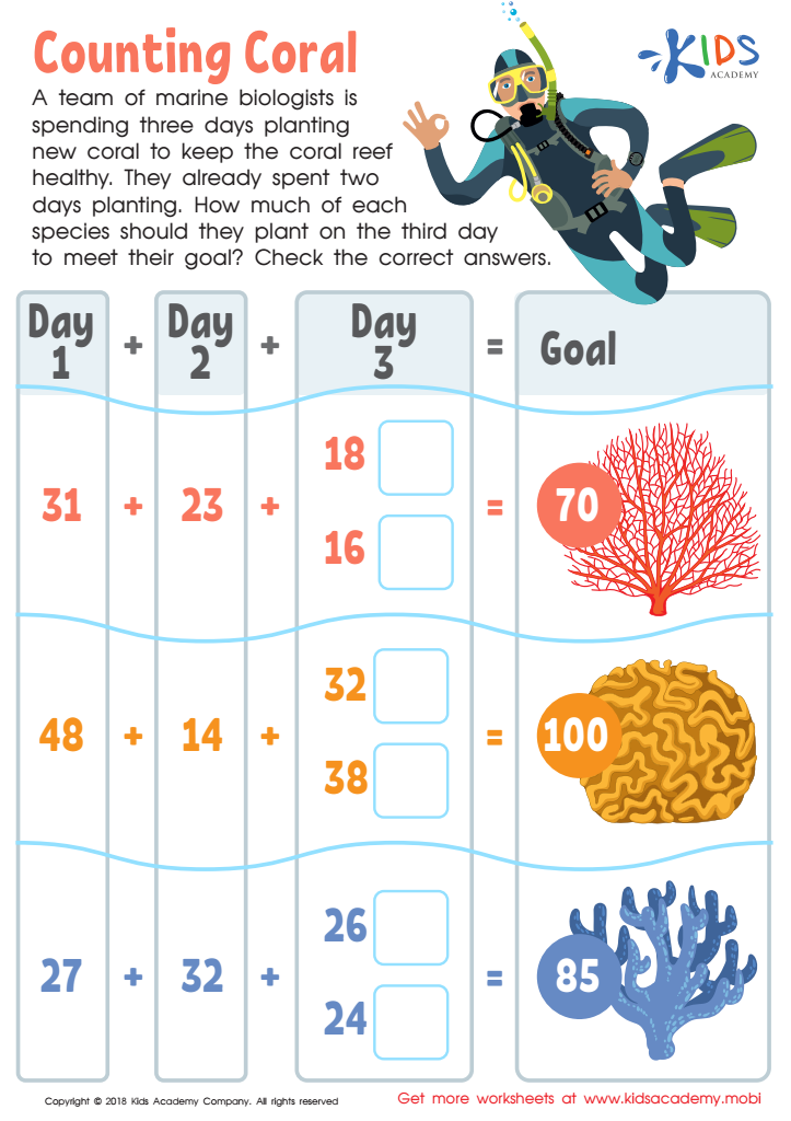 Counting Coral Worksheet