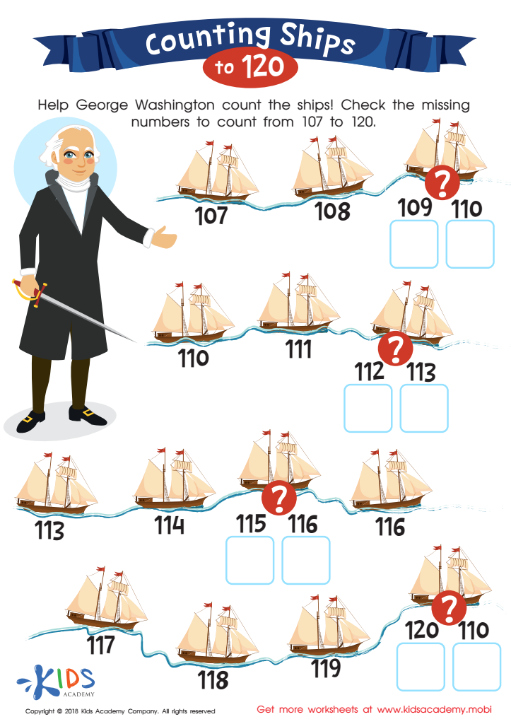 Counting Ships to 120 Worksheet