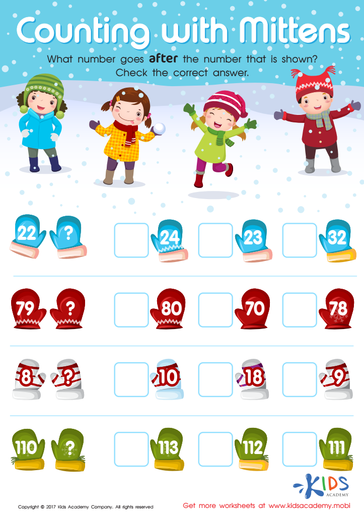 Counting with Mittens Worksheet