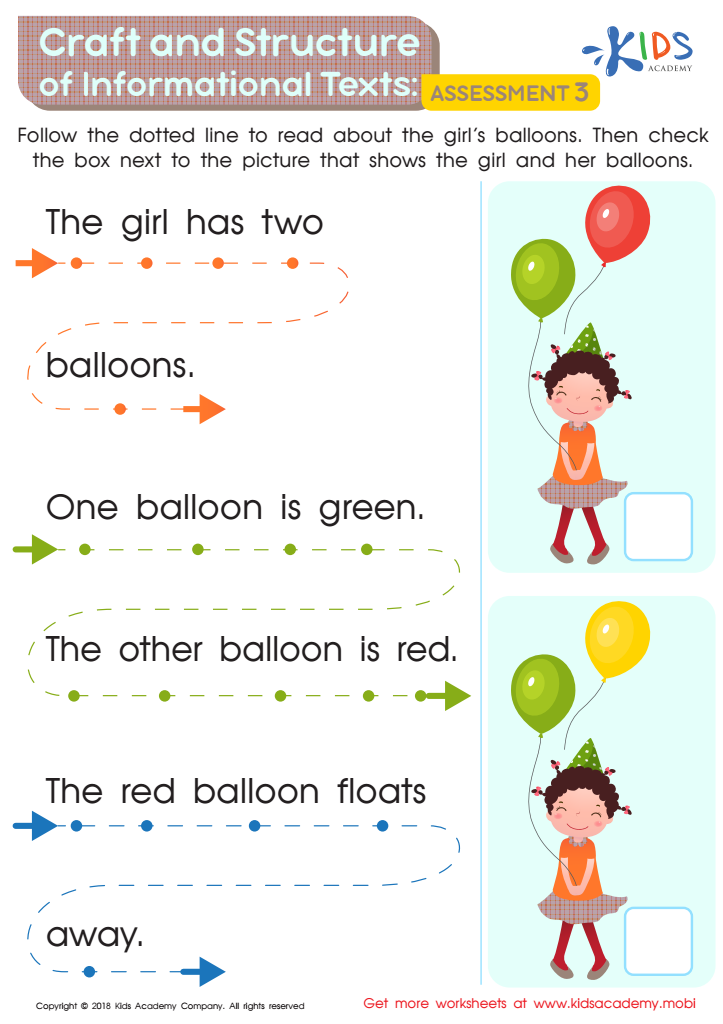 Craft and Structure of Informational Texts: Assessment 3 Worksheet for kids