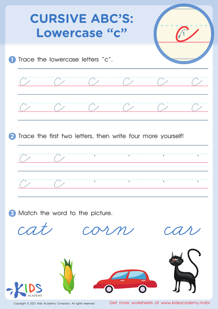 Cursive ABCs: Lowercase c