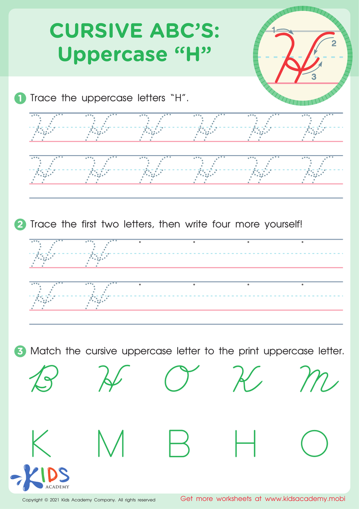 Cursive ABCs: Uppercase H