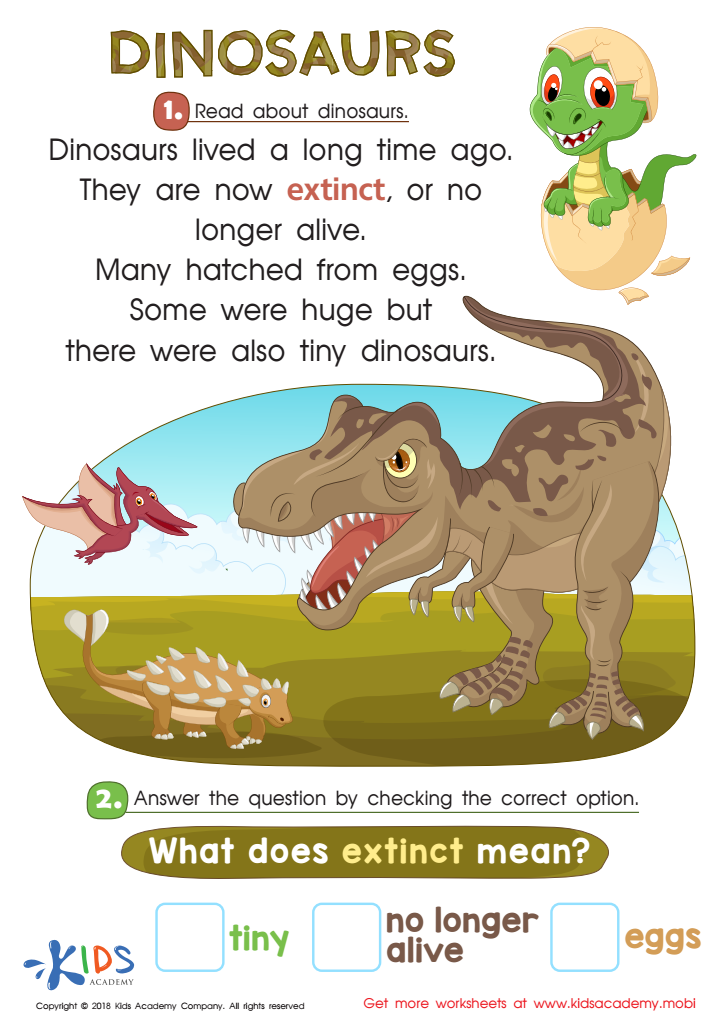 dinosaurs worksheet