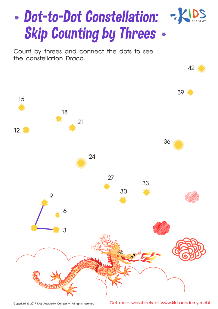Dot to Dot Constellation Printable Worksheet Skip Counting By 3s PDF
