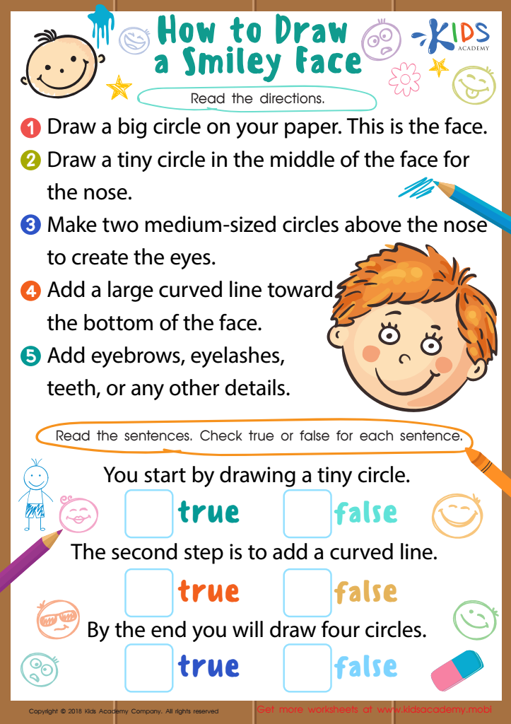 How to Draw a Smiley Face Worksheet