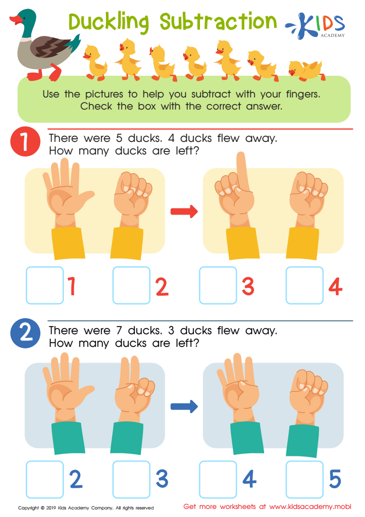 Duckling Subtraction Worksheet