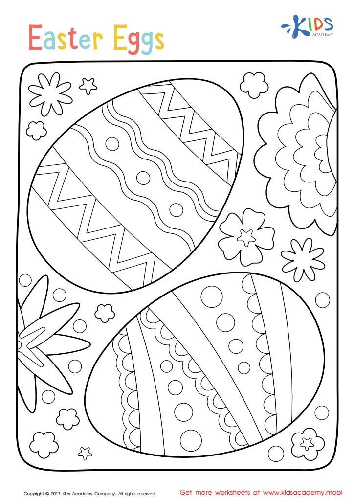 Easter: Easter Eggs Worksheet: Printable Coloring Page for Kids