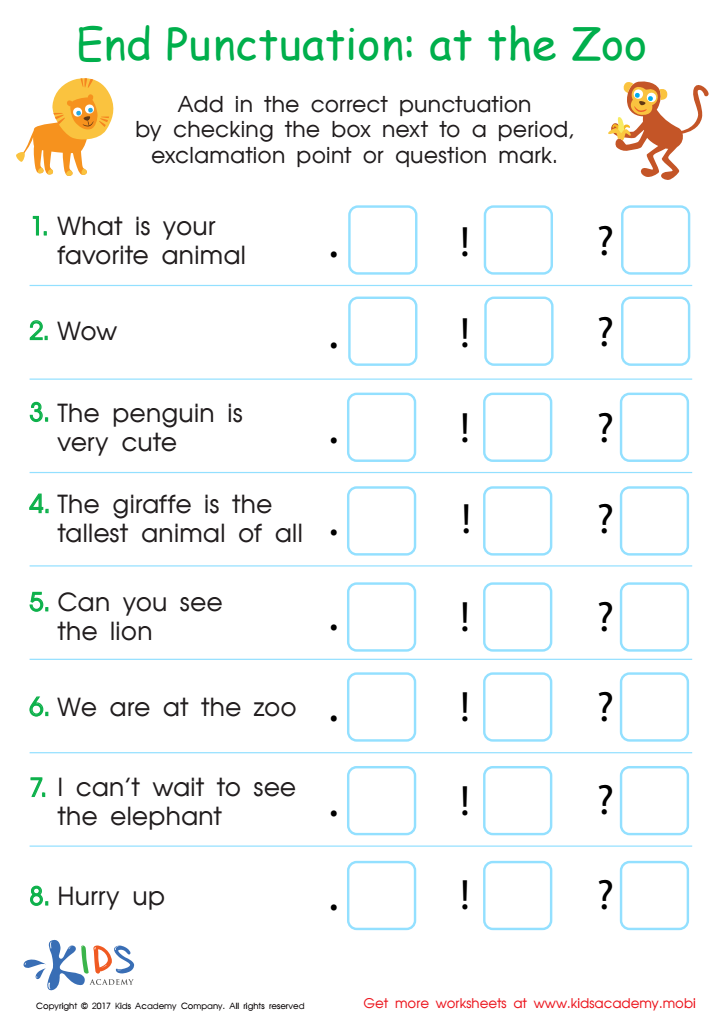 Ending Punctuation Worksheets