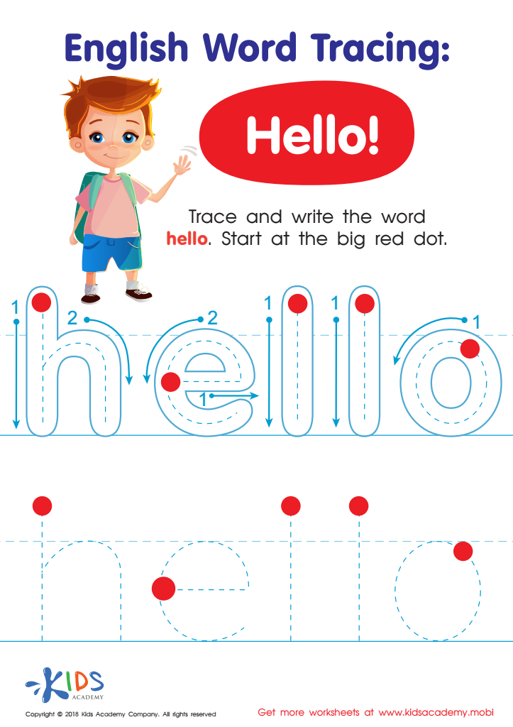 English Word Tracing: Hello Worksheet