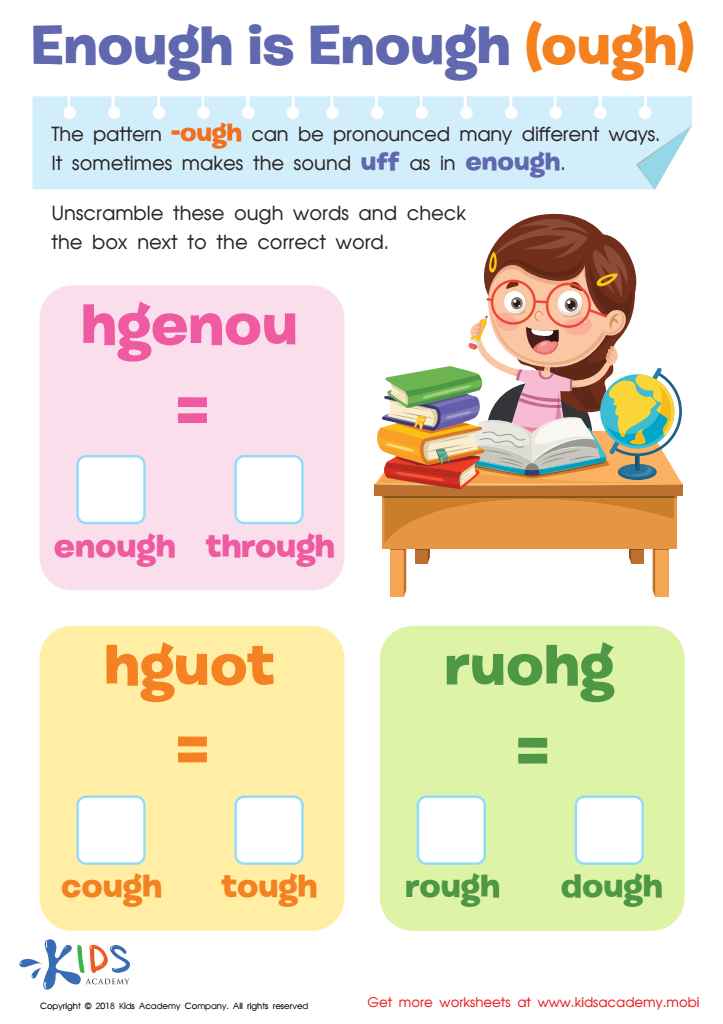 Enough Is Enough (ough) Worksheet