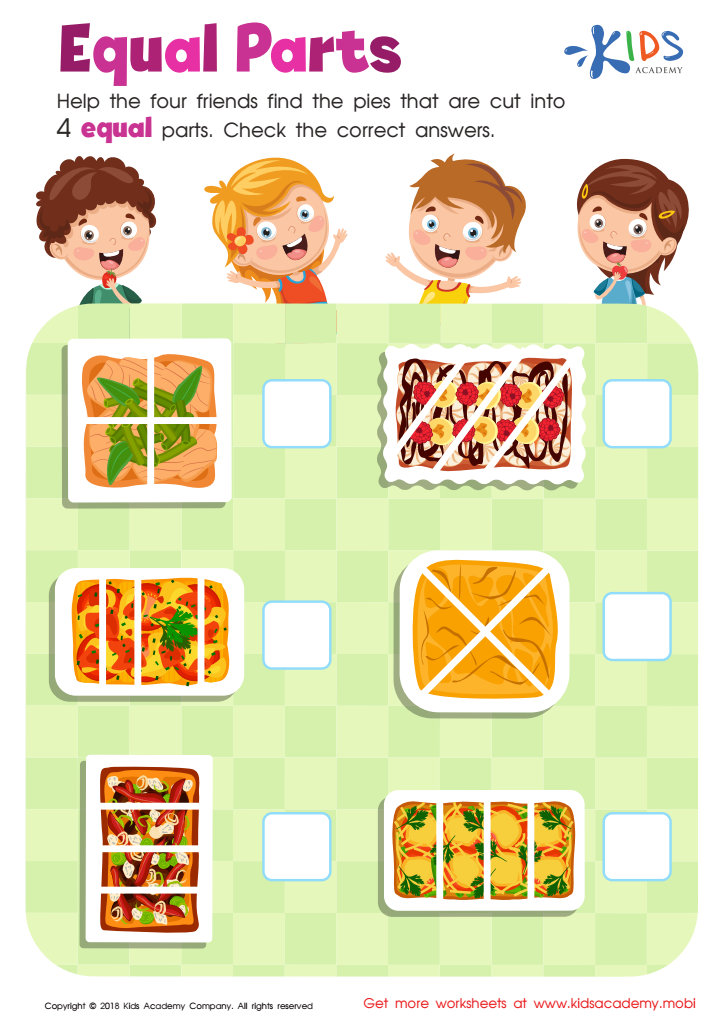 Equal Parts Food Worksheet Free Printable For Kids