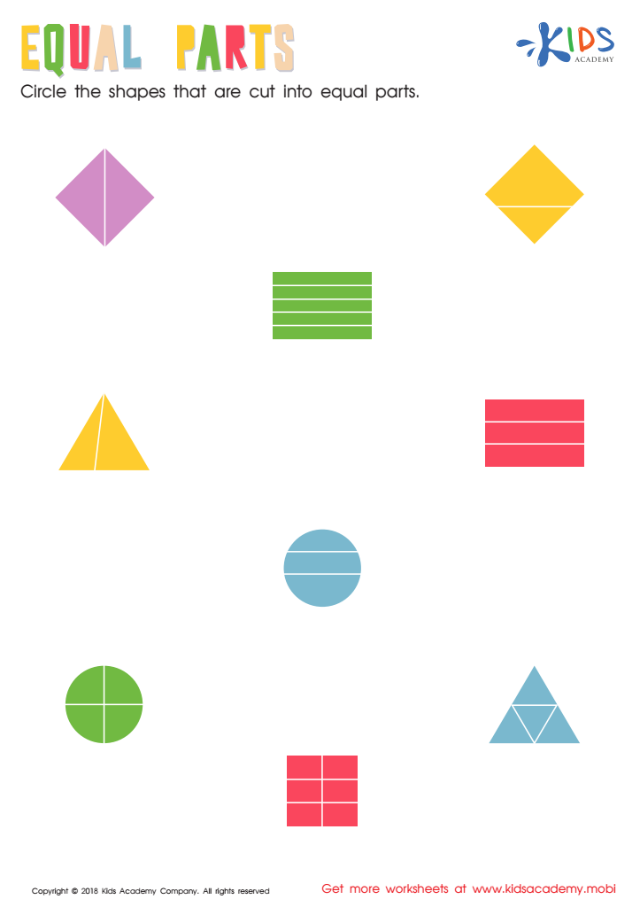 Equal Parts Shapes Worksheet Free Printable For Kids Answers And