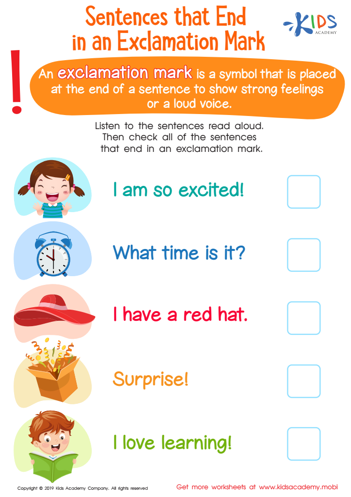 Exclamation Sentences Worksheet