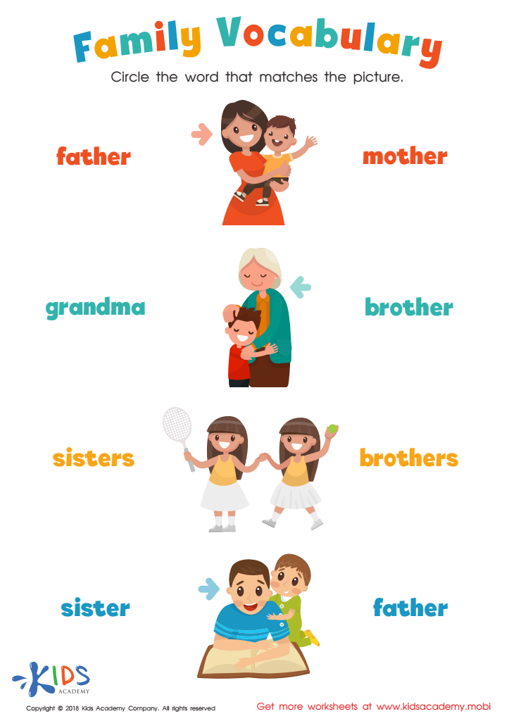 Family Vocabulary Worksheet