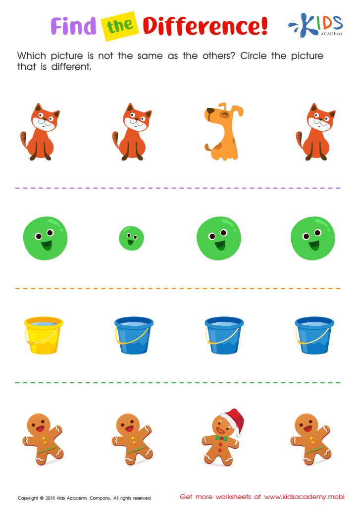 spot the difference one worksheet free printable worksheets