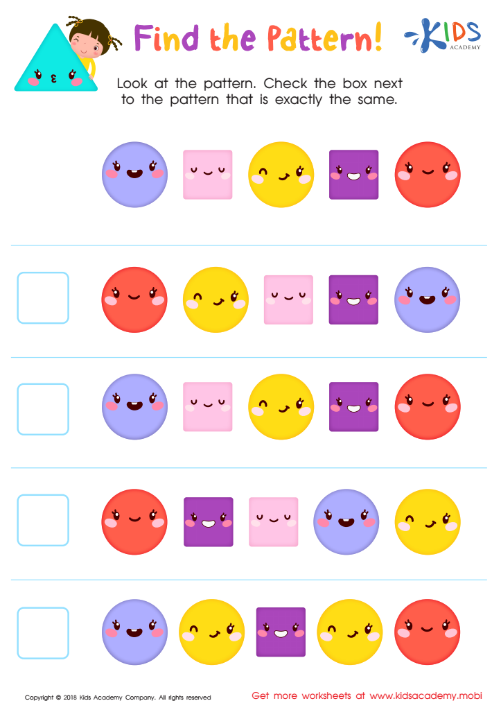 Find the Pattern Worksheet: Free Printable PDF for Children