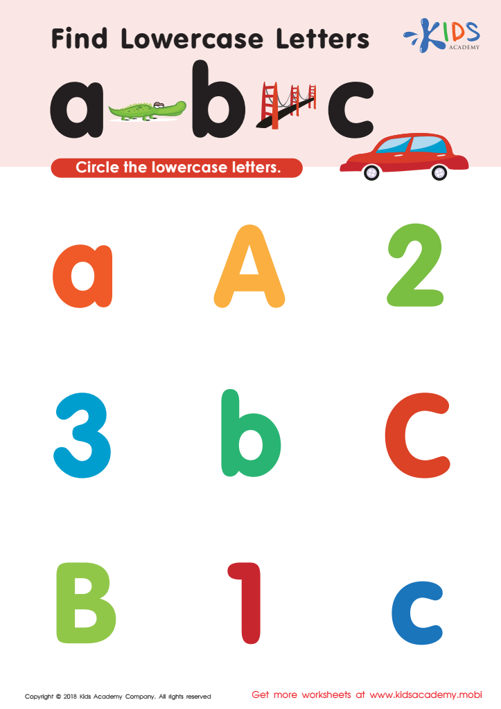 Find lowercase letters a b c Worksheet