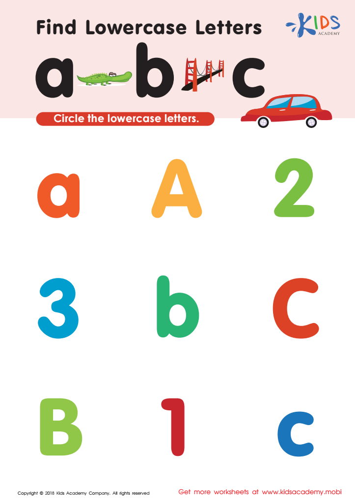 Find Lowercase Letters A B C Worksheet Free Printable PDF For Children Answers And Completion 