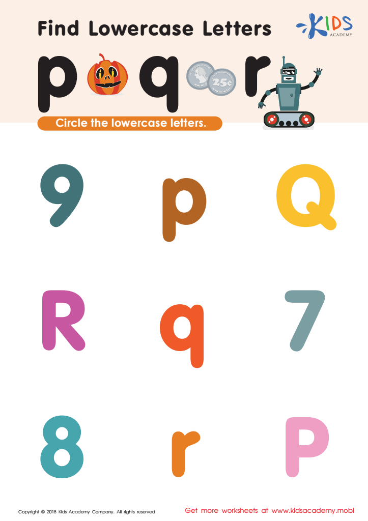 Find lowercase Letters p q r Worksheet
