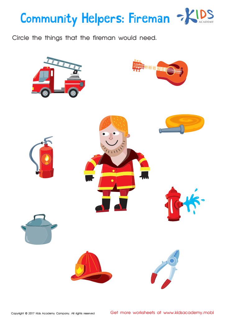 Fireman Worksheet Free Printout For Kids