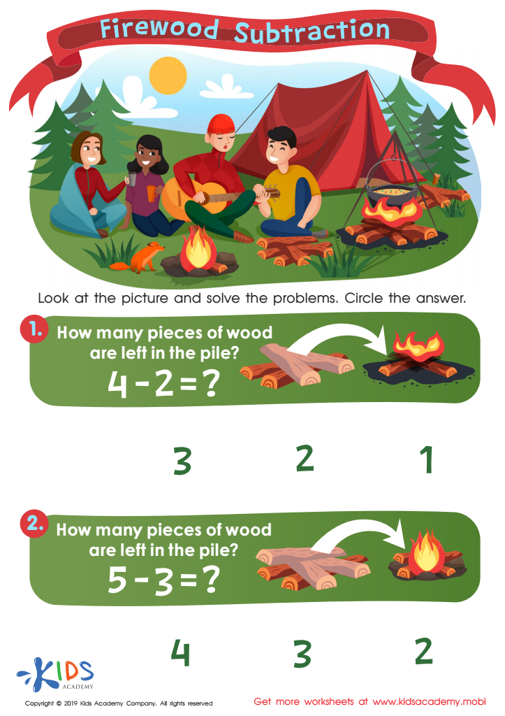 Firewood Subtraction Worksheet