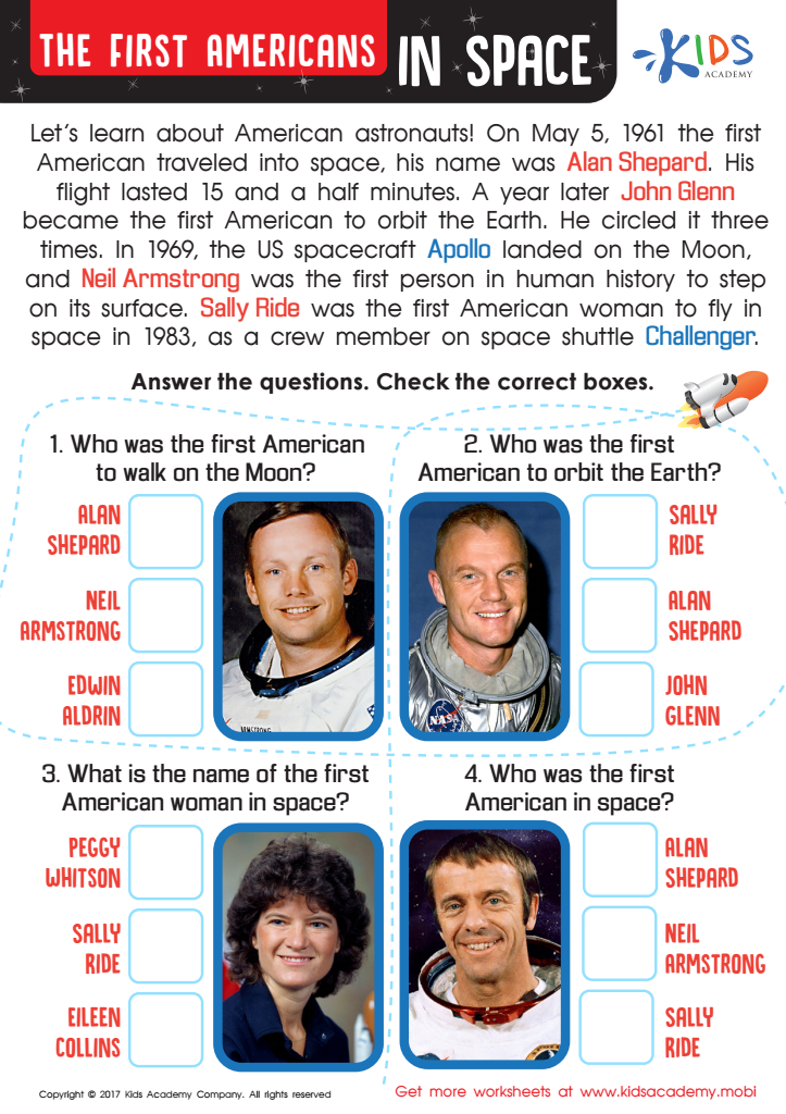 First Americans in Space Worksheet