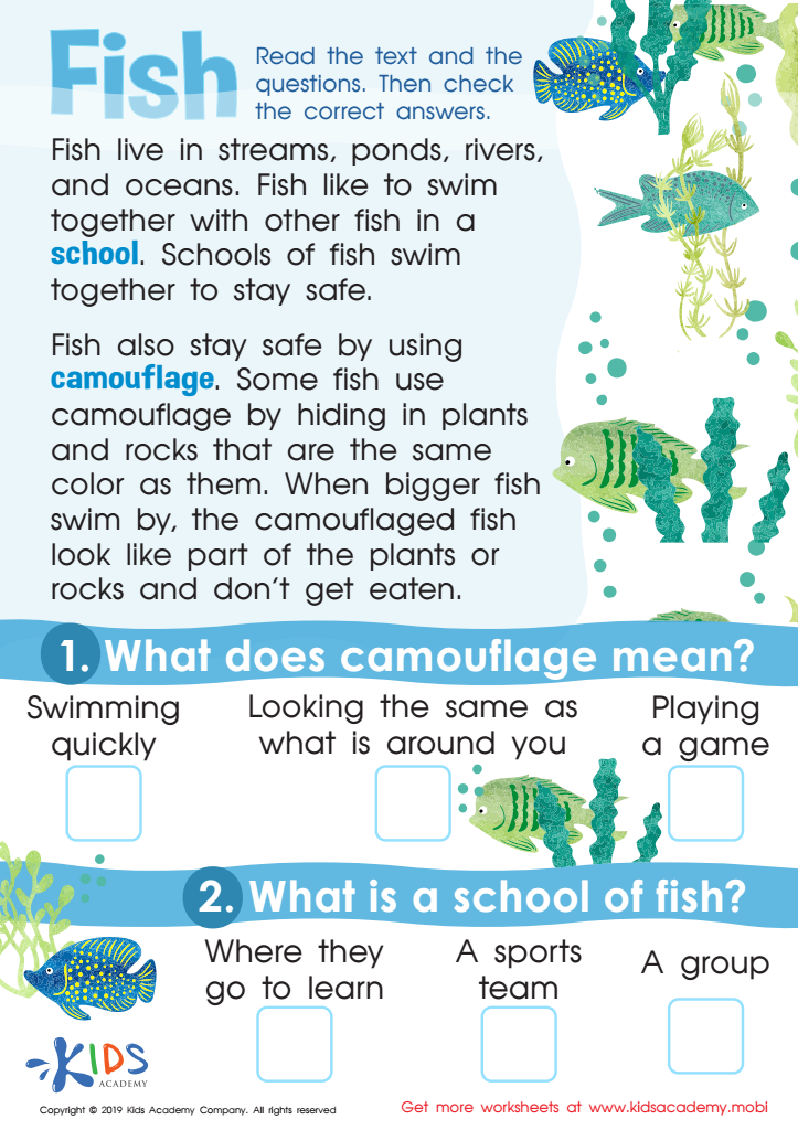 Fish Worksheet For Kids