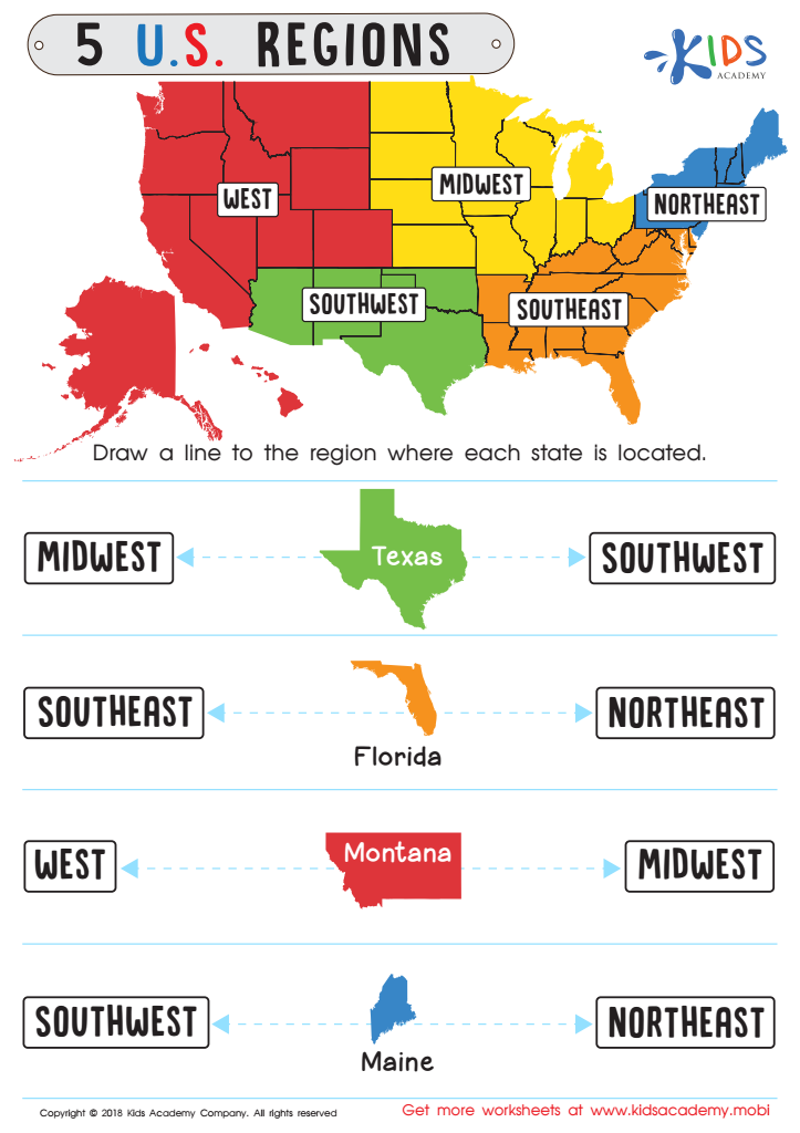 5 u s regions worksheet free printable pdf for kids