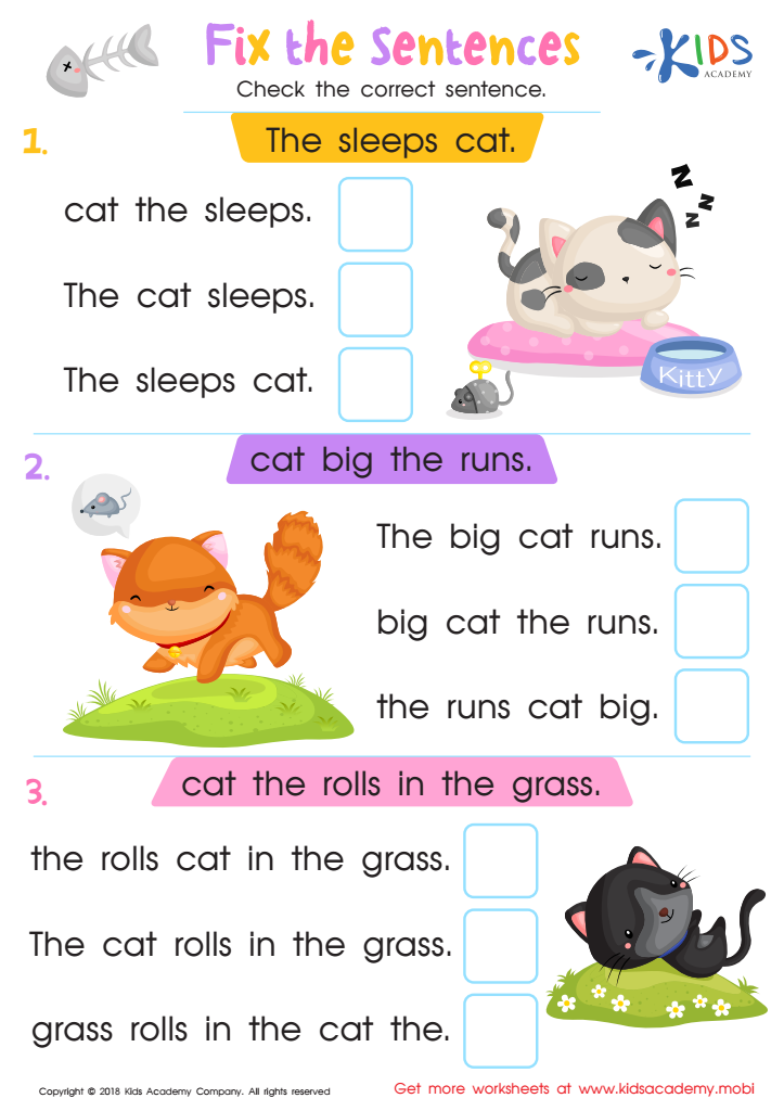 Fix The Sentences Worksheet For Kids Answers And Completion Rate