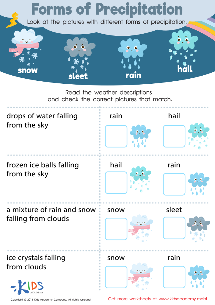 Forms of Precipitation Worksheet