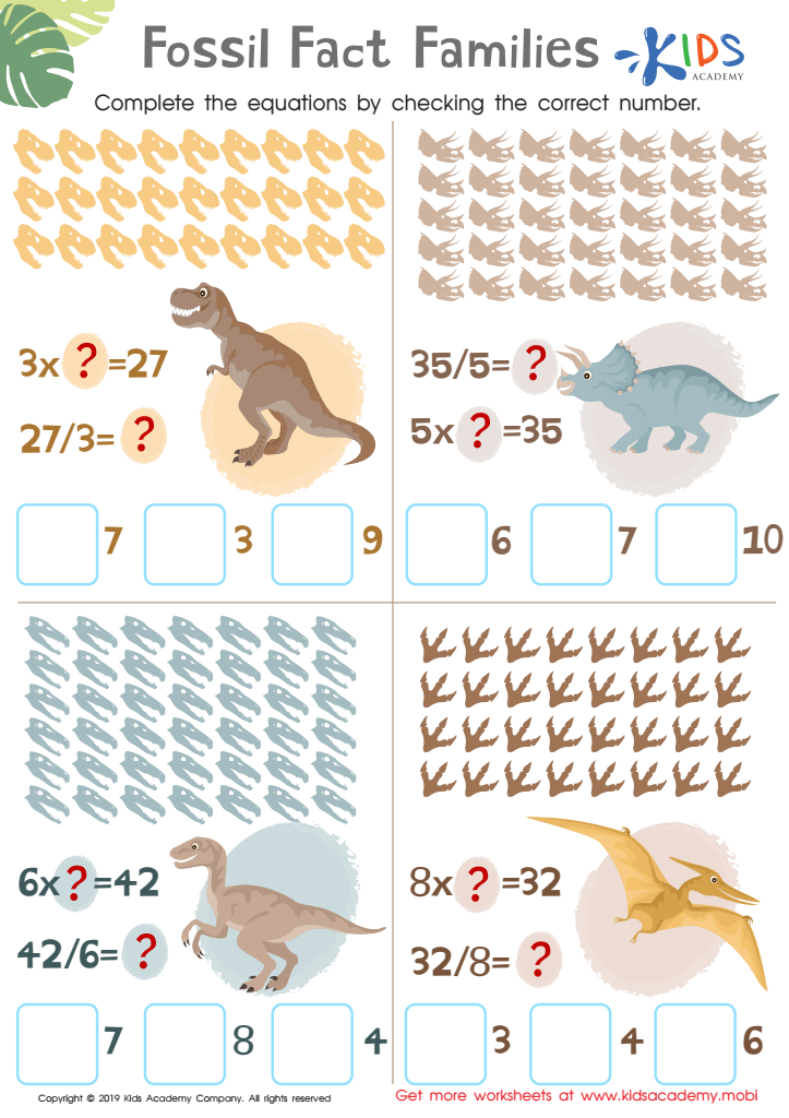 Fossil Fact Families Worksheet