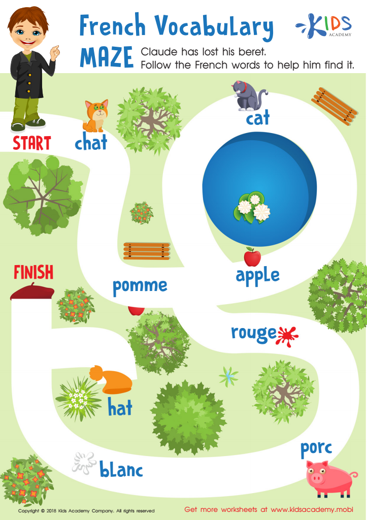 French Vocabulary Maze Worksheet