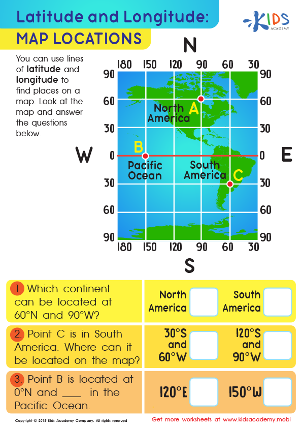Latitude and Longitude: Map Locations Worksheet