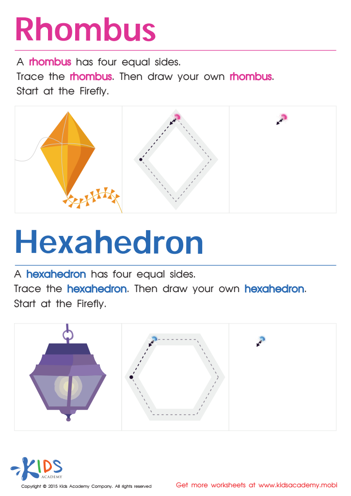 Geometric Shapes for Kids: Draw a Rhombus And a Hexahedron PDF